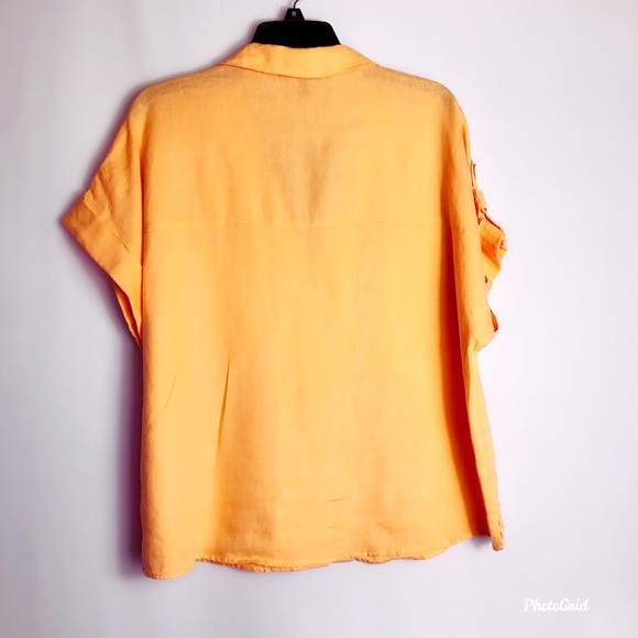 Marc New York Linen Short Sleeve Orange Shirt. Size XL. Classy - Picture 2 of 8